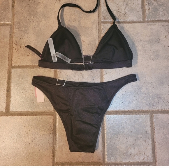 NWT Victoria's Secret Woman's Bikini 2 Piece Black Swimsuit Sz L - Picture 6 of 11